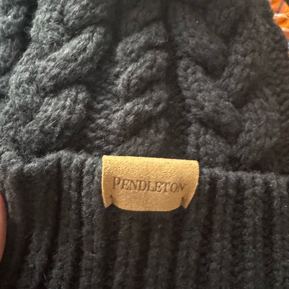 Pendleton Classic Black Wool Winter Hat Cable Kni… - image 6